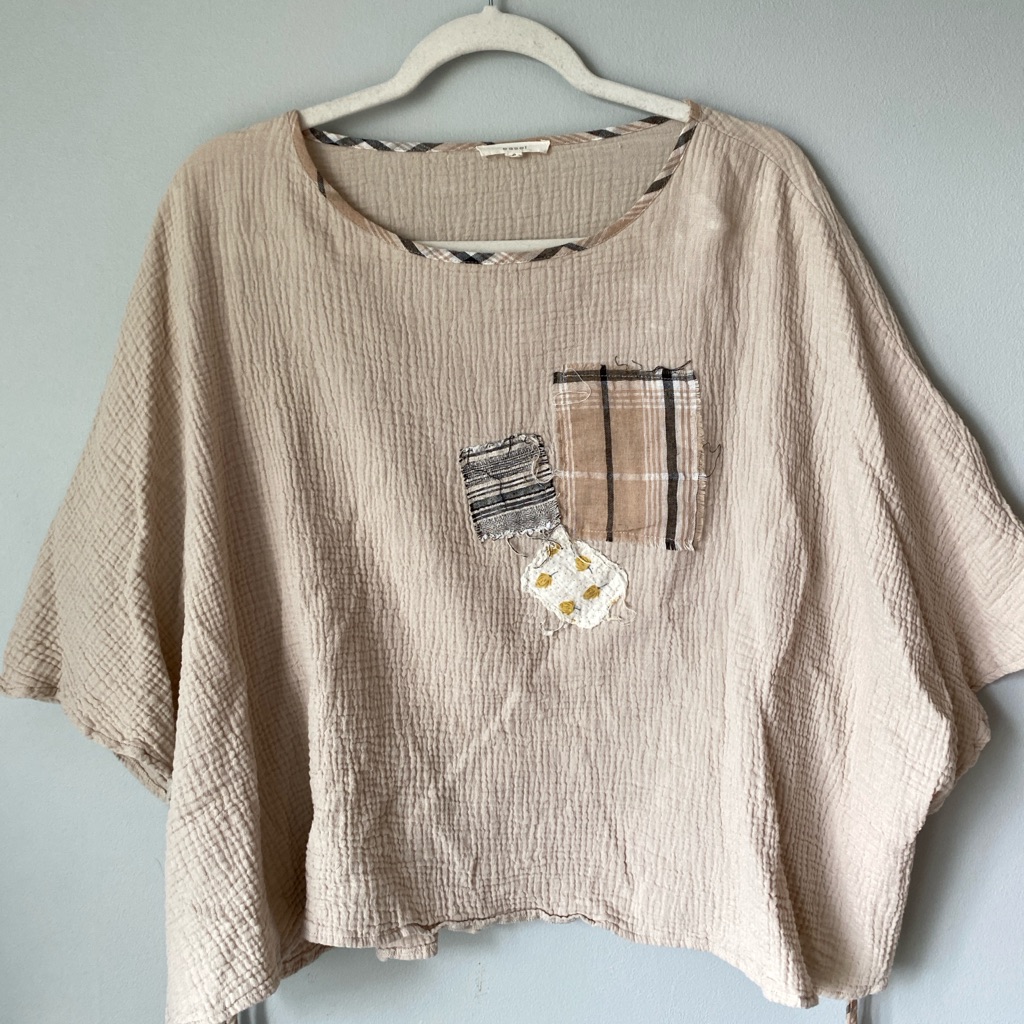 Easel Beige Patchwork Blouse